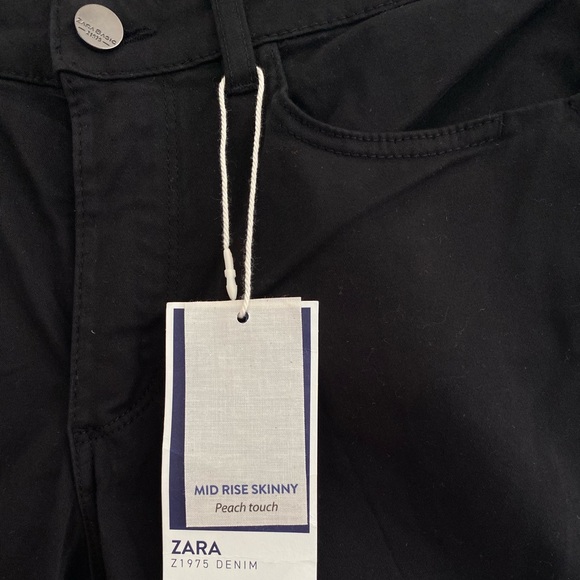Zara Mid Rise Black Jeans Super Soft Pants - Picture 4 of 7
